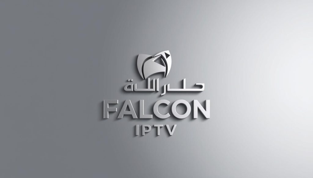 A sleek and modern logo for FALCON IPTV السعودية, rendered in a minimalist 3D style with a metallic finish. The logo is set against a clean, gradient background that evokes a sense of high-tech sophistication. The design features a stylized falcon silhouette, with sharp, angular wings and a bold, geometric typeface. The overall composition suggests the power, speed, and reliability of the FALCON IPTV service, making it an appealing choice for Saudi Arabian viewers.