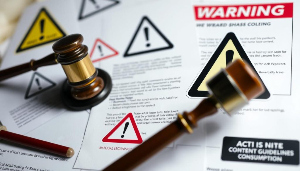 رموز قانونية وأخلاقية مع علامات تحذير