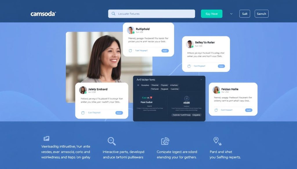 واجهة منصة CamSoda مع عرض للميزات التفاعلية المبتكرة