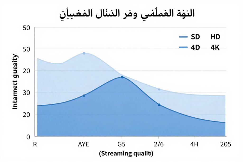 رسم بياني يوضح العلاقة بين سرعة الإنترنت وجودة البث وتأثيرها على التقطيع رسم بياني يوضح العلاقة بين سرعة الإنترنت وجودة البث وتأثيرها على التقطيع
