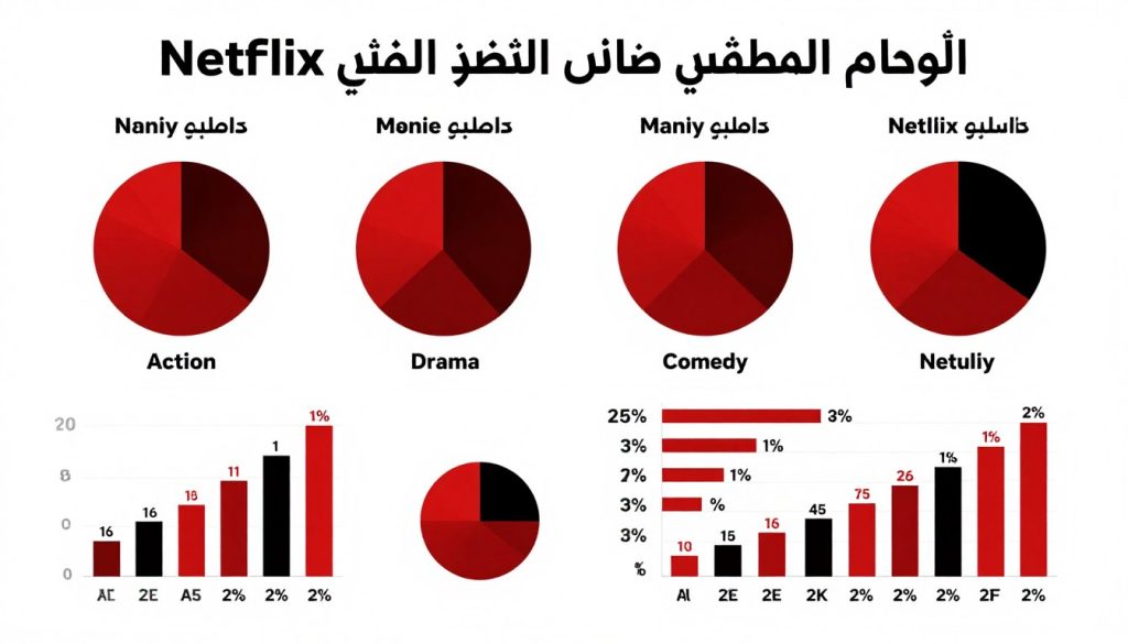 رسم بياني يوضح توزيع أنواع الأفلام الأكثر مشاهدة على نتفلكس رسم بياني يوضح توزيع أنواع الأفلام الأكثر مشاهدة على نتفلكس