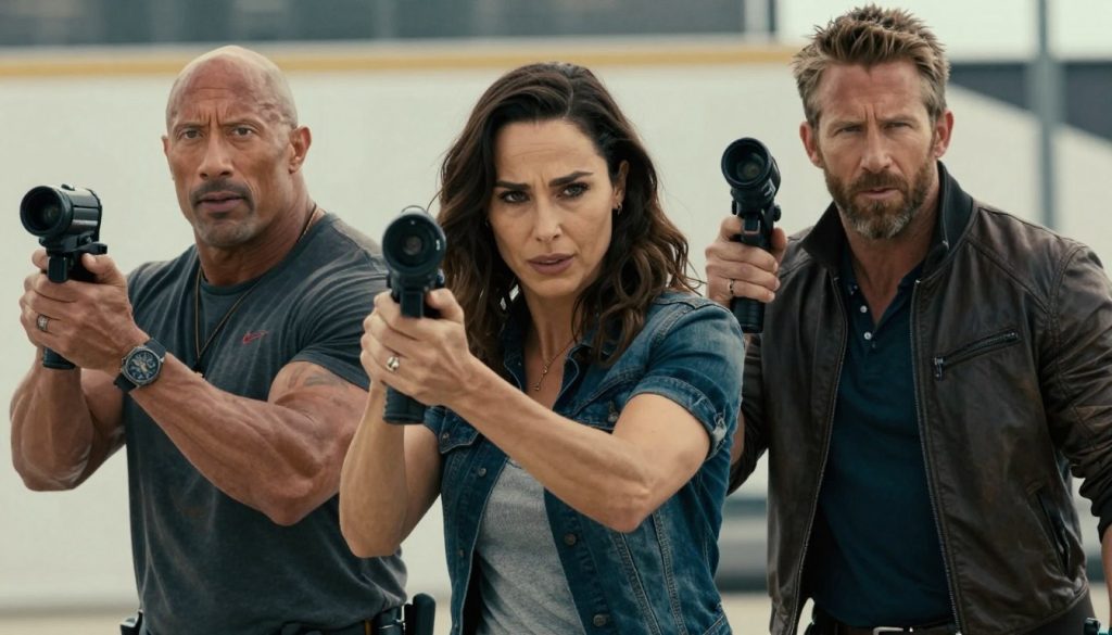 مشهد من فيلم Red Notice مع الممثلين دواين جونسون وريان رينولدز وغال غادوت مشهد من فيلم Red Notice مع الممثلين دواين جونسون وريان رينولدز وغال غادوت